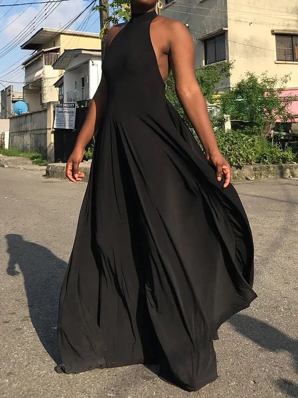 Women's Jumpsuits Halter Neck Open Back Wide Leg Jumpsuit - LuckyFash™