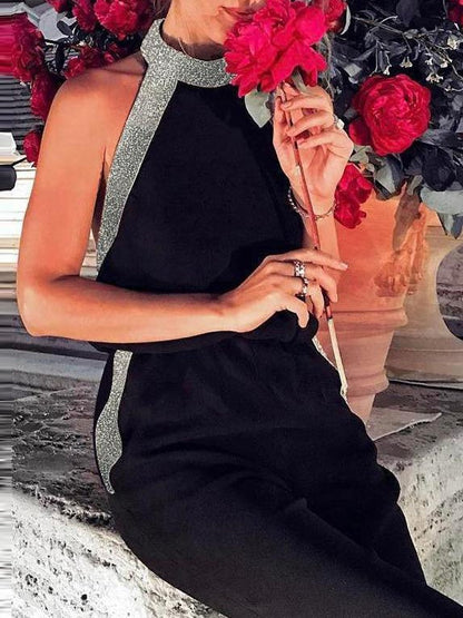 Women's Jumpsuits Halter Sequin Stitching Pocket Jumpsuit - LuckyFash™