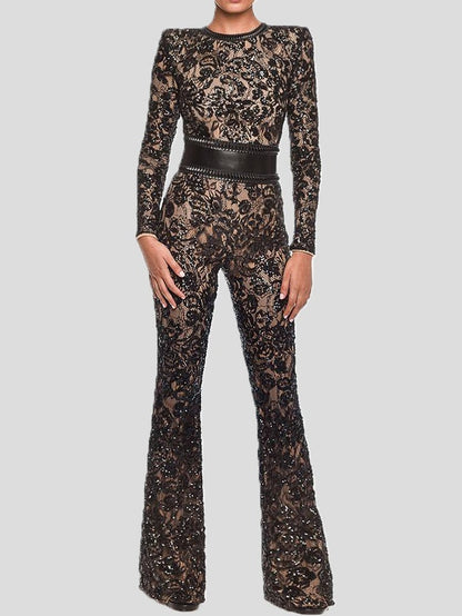 Women's Jumpsuits Lace Slim Fit Long Sleeve Jumpsuit - LuckyFash™