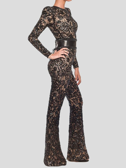 Women's Jumpsuits Lace Slim Fit Long Sleeve Jumpsuit - LuckyFash™
