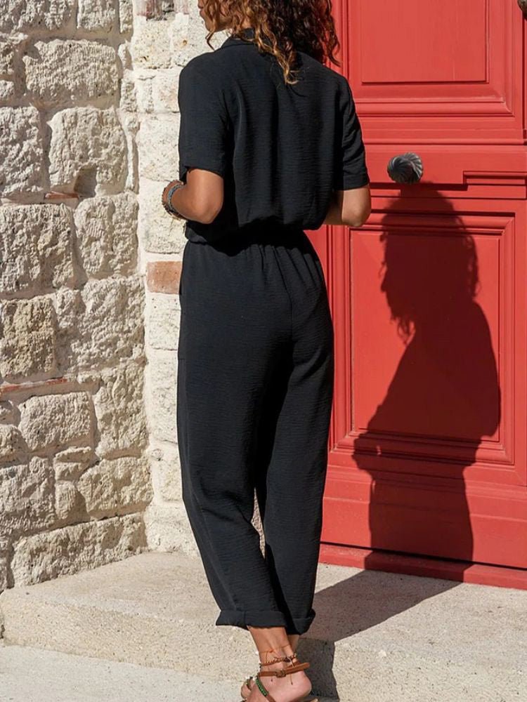 Women's Jumpsuits Lapel Button Tie Pocket Jumpsuit - LuckyFash™