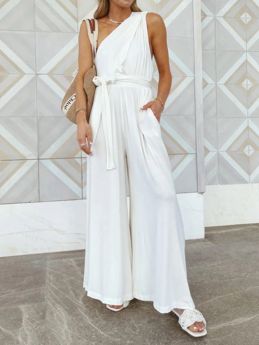 Women's Jumpsuits Loose Lace Up Open Back Pocket Jumpsuit - LuckyFash™