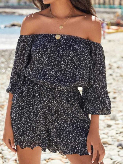 Women's Jumpsuits Loose One-Shoulder Short Sleeve Chiffon Jumpsuit - LuckyFash™