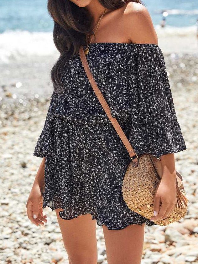 Women's Jumpsuits Loose One-Shoulder Short Sleeve Chiffon Jumpsuit - LuckyFash™