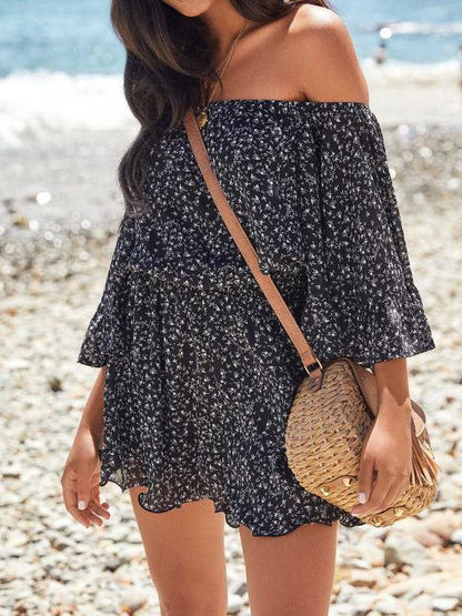 Women's Jumpsuits Loose One-Shoulder Short Sleeve Chiffon Jumpsuit - LuckyFash™