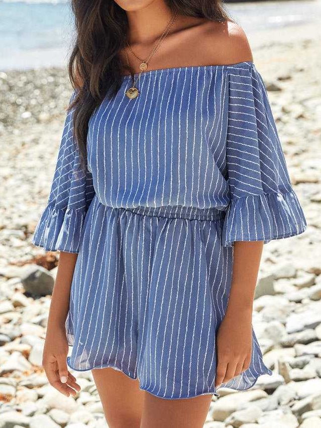 Women's Jumpsuits Loose One-Shoulder Short Sleeve Chiffon Jumpsuit - LuckyFash™