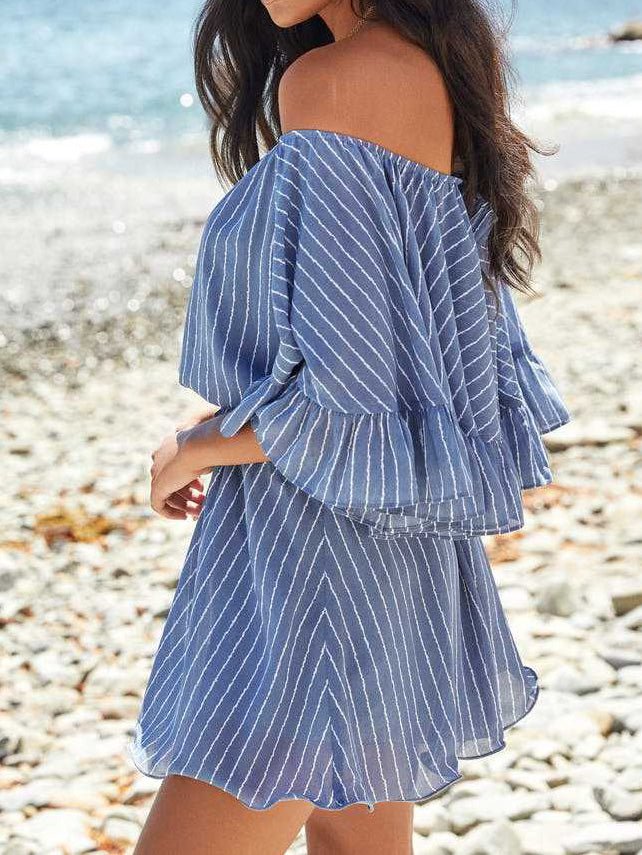 Women's Jumpsuits Loose One-Shoulder Short Sleeve Chiffon Jumpsuit - LuckyFash™