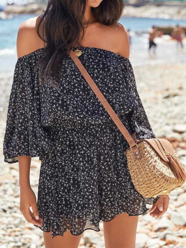 Women's Jumpsuits Loose One-Shoulder Short Sleeve Chiffon Jumpsuit - LuckyFash™