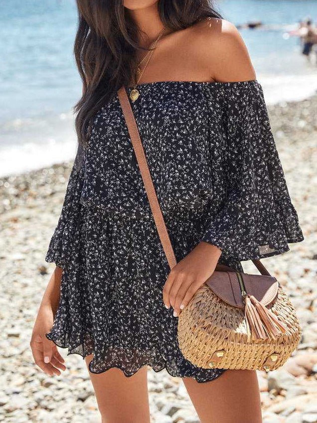 Women's Jumpsuits Loose One-Shoulder Short Sleeve Chiffon Jumpsuit - LuckyFash™