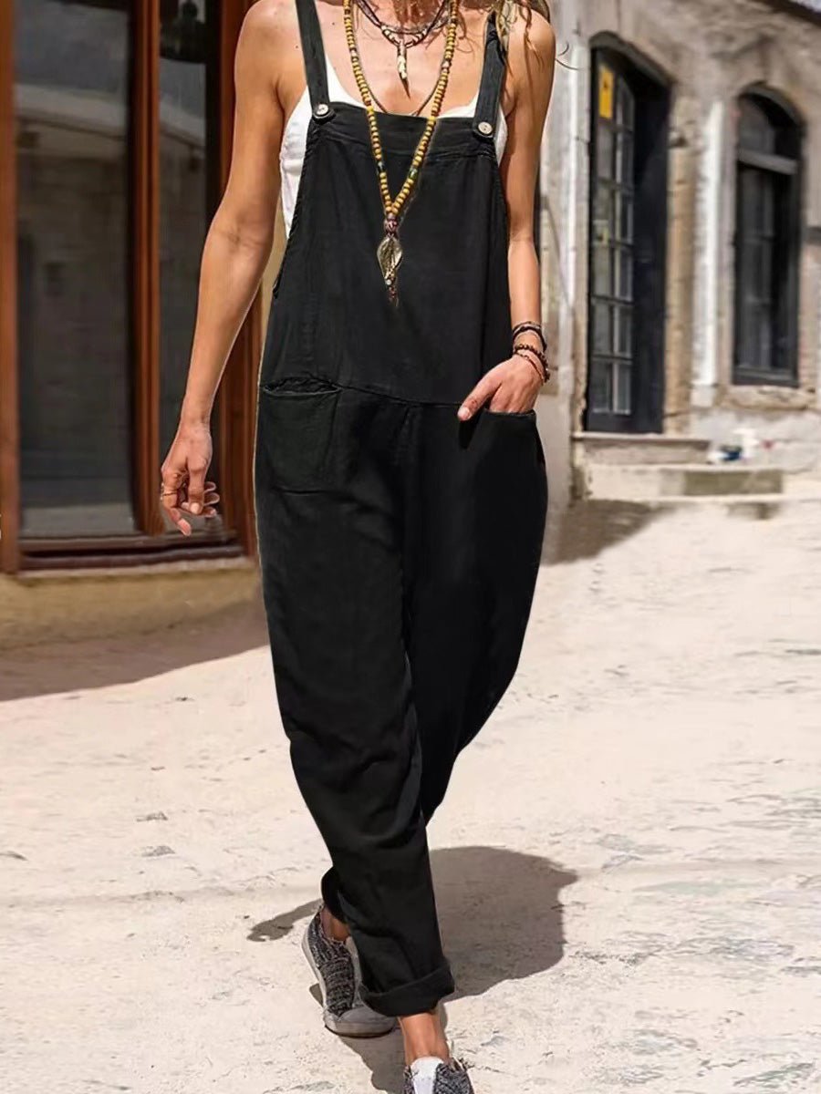 Women's Jumpsuits Loose Open Back Sleeveless Pocket Jumpsuit - LuckyFash™