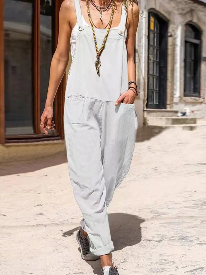 Women's Jumpsuits Loose Open Back Sleeveless Pocket Jumpsuit - LuckyFash™