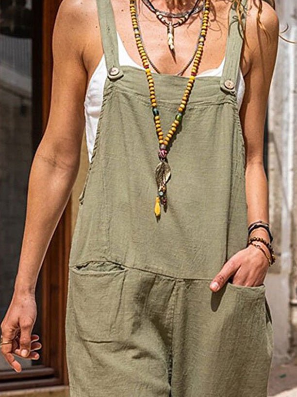 Women's Jumpsuits Loose Open Back Sleeveless Pocket Jumpsuit - LuckyFash™