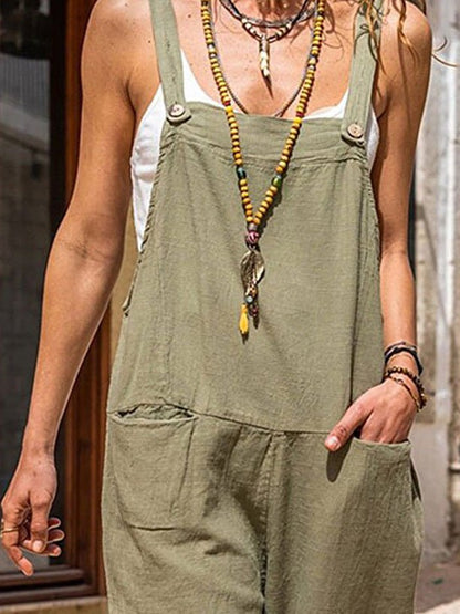 Women's Jumpsuits Loose Open Back Sleeveless Pocket Jumpsuit - LuckyFash™