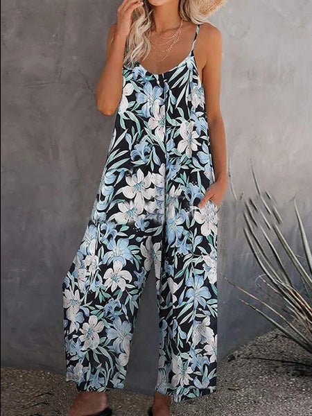 Women's Jumpsuits Loose Print Sling Pocket Jumpsuit - LuckyFash™