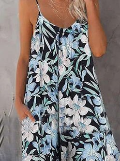 Women's Jumpsuits Loose Print Sling Pocket Jumpsuit - LuckyFash™