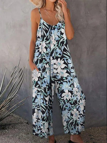 Women's Jumpsuits Loose Print Sling Pocket Jumpsuit - LuckyFash™