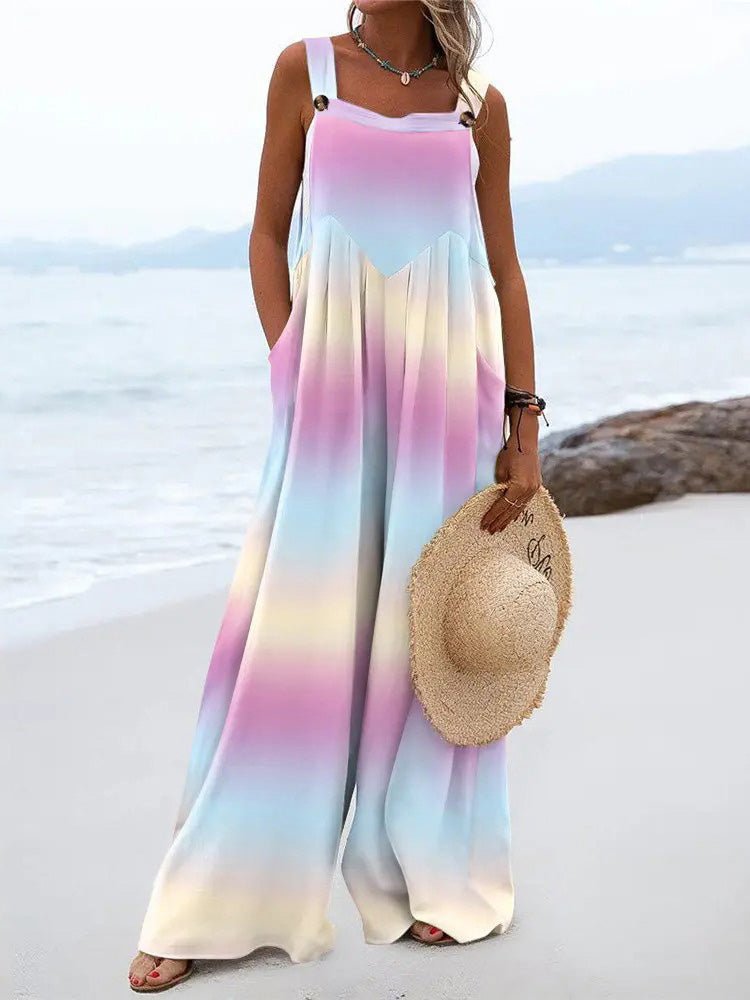 Women's Jumpsuits Loose Print Sling Sleeveless Wide-Leg Jumpsuit - LuckyFash™