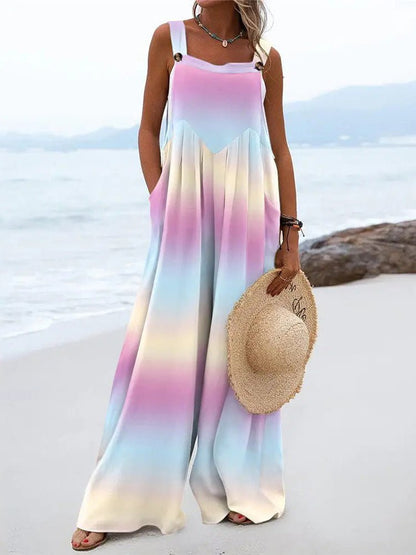Women's Jumpsuits Loose Print Sling Sleeveless Wide-Leg Jumpsuit - LuckyFash™