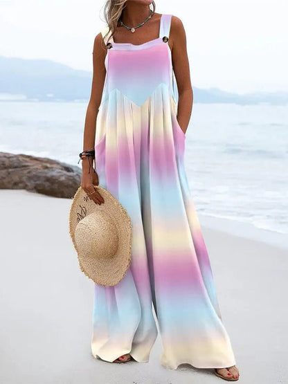 Women's Jumpsuits Loose Print Sling Sleeveless Wide-Leg Jumpsuit - LuckyFash™