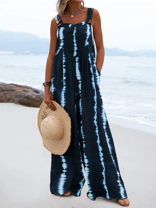 Women's Jumpsuits Loose Print Sling Sleeveless Wide-Leg Jumpsuit - LuckyFash™