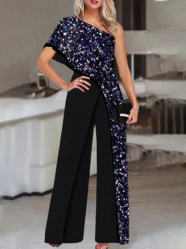 Women's Jumpsuits Loose Printed One Shoulder Irregular Jumpsuit - LuckyFash™