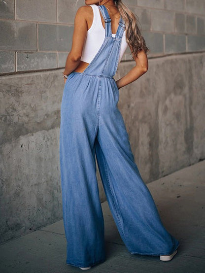 Women's Jumpsuits Loose Shredded Pocket Denim Jumpsuit - LuckyFash™