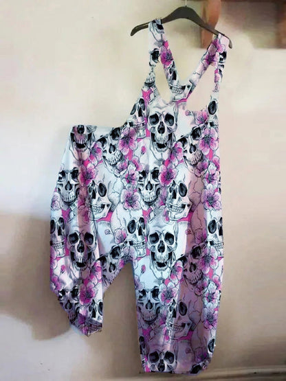 Women's Jumpsuits Loose Skull Print Sleeveless Jumpsuit - LuckyFash™