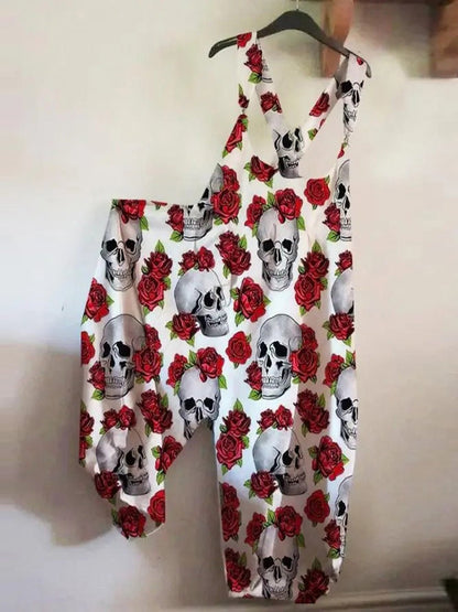 Women's Jumpsuits Loose Skull Print Sleeveless Jumpsuit - LuckyFash™