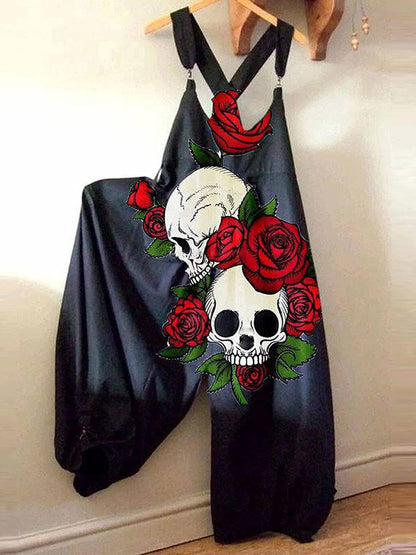 Women's Jumpsuits Loose Skull Print Sleeveless Jumpsuit - LuckyFash™