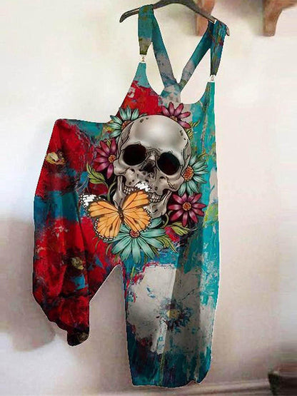 Women's Jumpsuits Loose Skull Print Sleeveless Jumpsuit - LuckyFash™