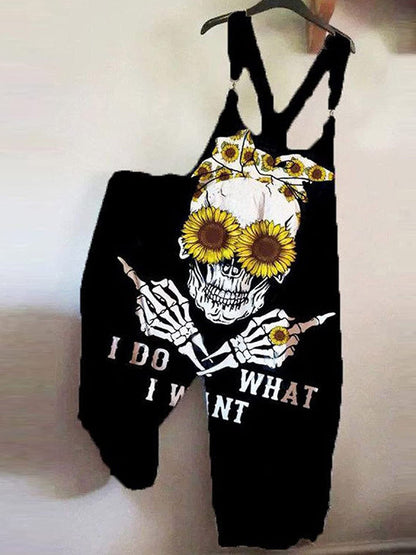 Women's Jumpsuits Loose Skull Print Sleeveless Jumpsuit - LuckyFash™