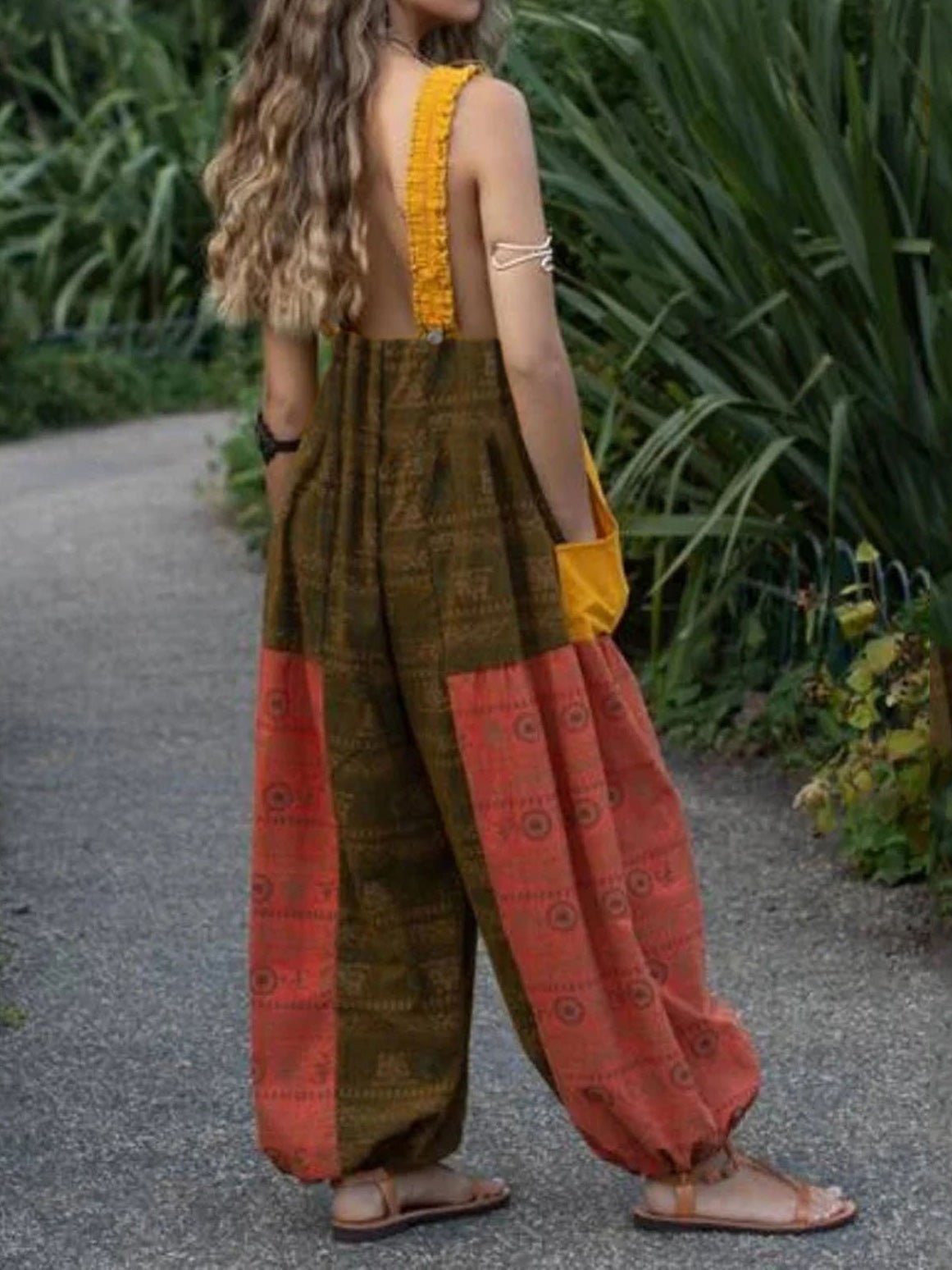 Women's Jumpsuits Loose Sling Print Pocket Casual Jumpsuit - LuckyFash™