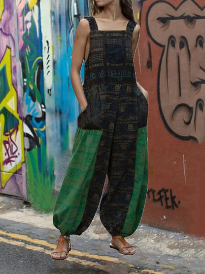 Women's Jumpsuits Loose Sling Print Pocket Casual Jumpsuit - LuckyFash™
