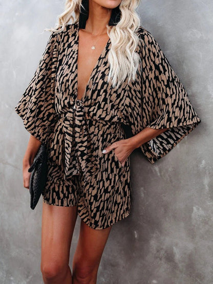 Women's Jumpsuits Loose V-Neck Tie Pocket Jumpsuit - LuckyFash™