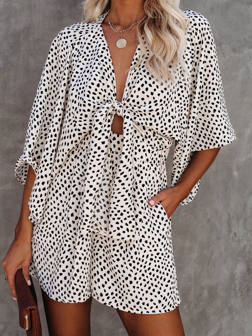 Women's Jumpsuits Loose V-Neck Tie Pocket Jumpsuit - LuckyFash™