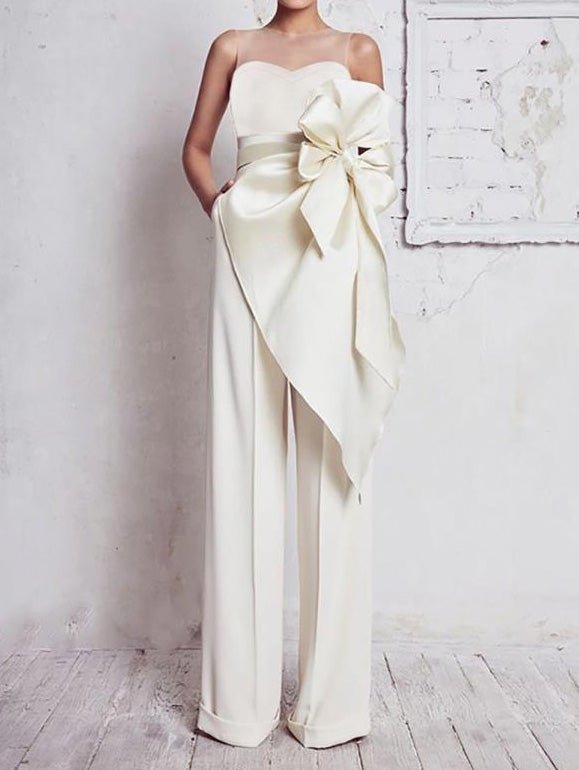 Women's Jumpsuits Mesh Bow Pockets Irregular Fitted Jumpsuit - LuckyFash™