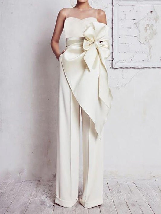 Women's Jumpsuits Mesh Bow Pockets Irregular Fitted Jumpsuit - LuckyFash™