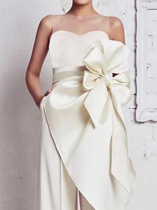 Women's Jumpsuits Mesh Bow Pockets Irregular Fitted Jumpsuit - LuckyFash™