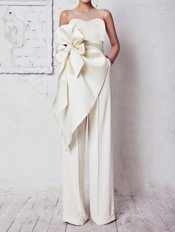 Women's Jumpsuits Mesh Bow Pockets Irregular Fitted Jumpsuit - LuckyFash™