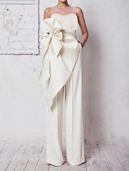 Women's Jumpsuits Mesh Bow Pockets Irregular Fitted Jumpsuit - LuckyFash™