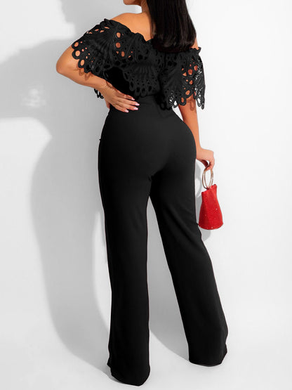 Women's Jumpsuits One-Shoulder Lace Lace-Up Jumpsuit - LuckyFash™