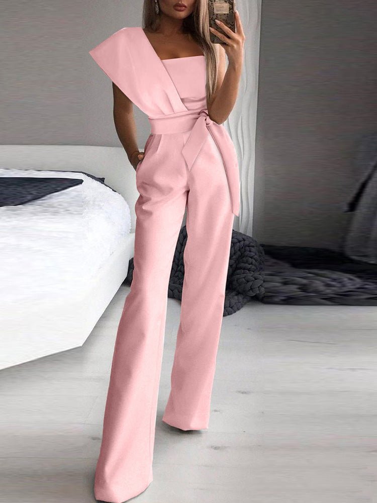 Women's Jumpsuits One-Shoulder Lace-Up Irregular Jumpsuit - LuckyFash™