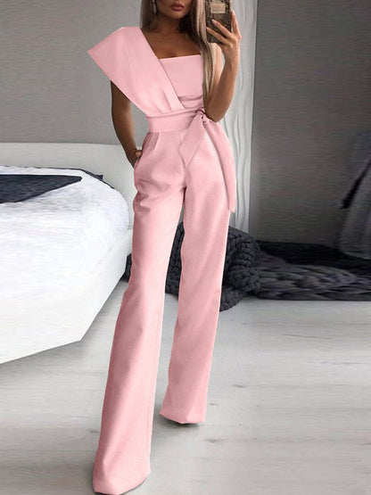 Women's Jumpsuits One-Shoulder Lace-Up Irregular Jumpsuit - LuckyFash™
