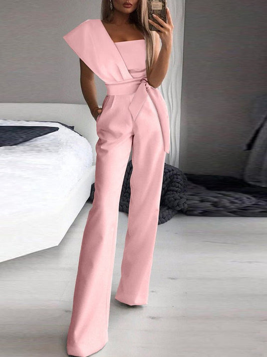 Women's Jumpsuits One-Shoulder Lace-Up Irregular Jumpsuit - LuckyFash™