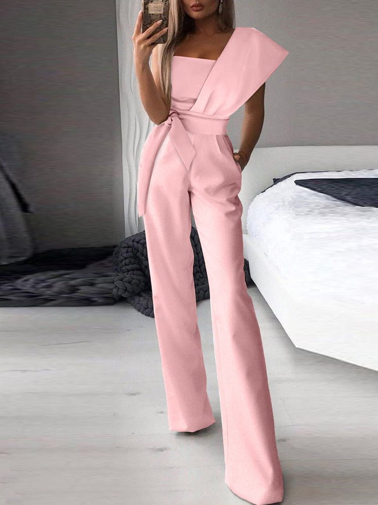 Women's Jumpsuits One-Shoulder Lace-Up Irregular Jumpsuit - LuckyFash™