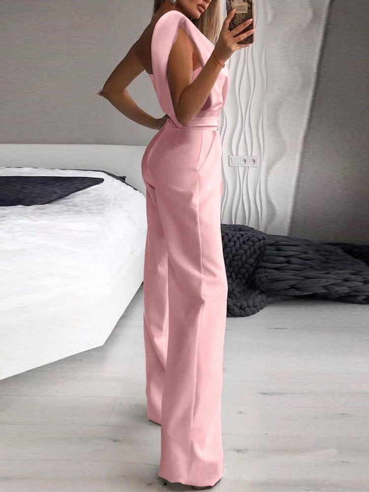 Women's Jumpsuits One-Shoulder Lace-Up Irregular Jumpsuit - LuckyFash™