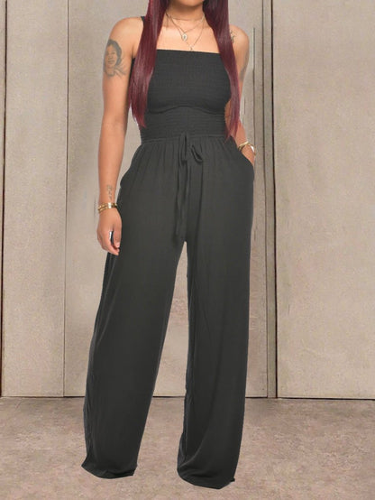 Women's Jumpsuits One-Shoulder Pocket Wide-Leg Jumpsuit - LuckyFash™