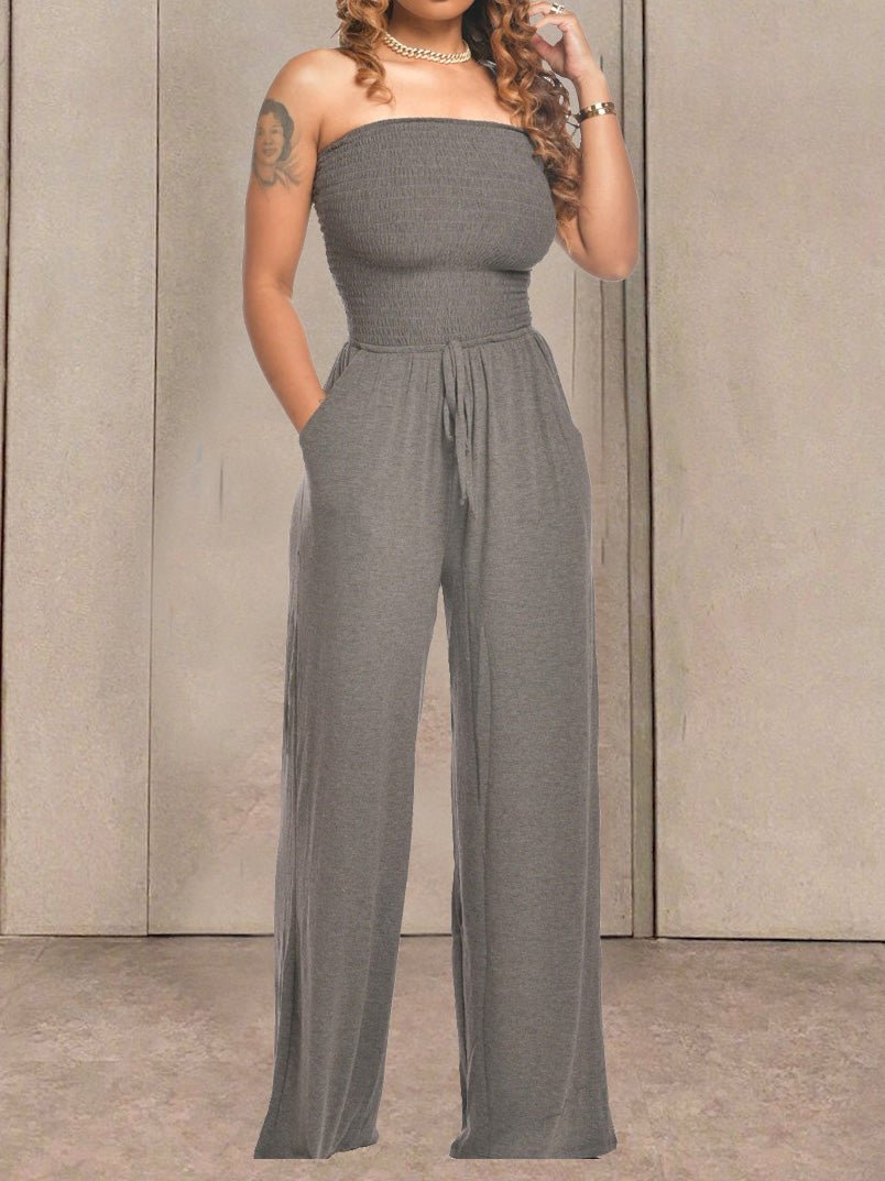 Women's Jumpsuits One-Shoulder Pocket Wide-Leg Jumpsuit - LuckyFash™