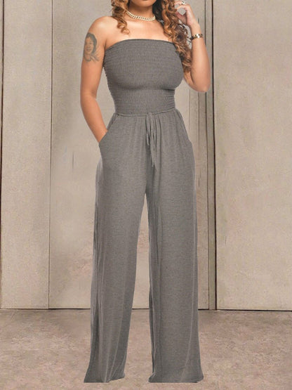 Women's Jumpsuits One-Shoulder Pocket Wide-Leg Jumpsuit - LuckyFash™