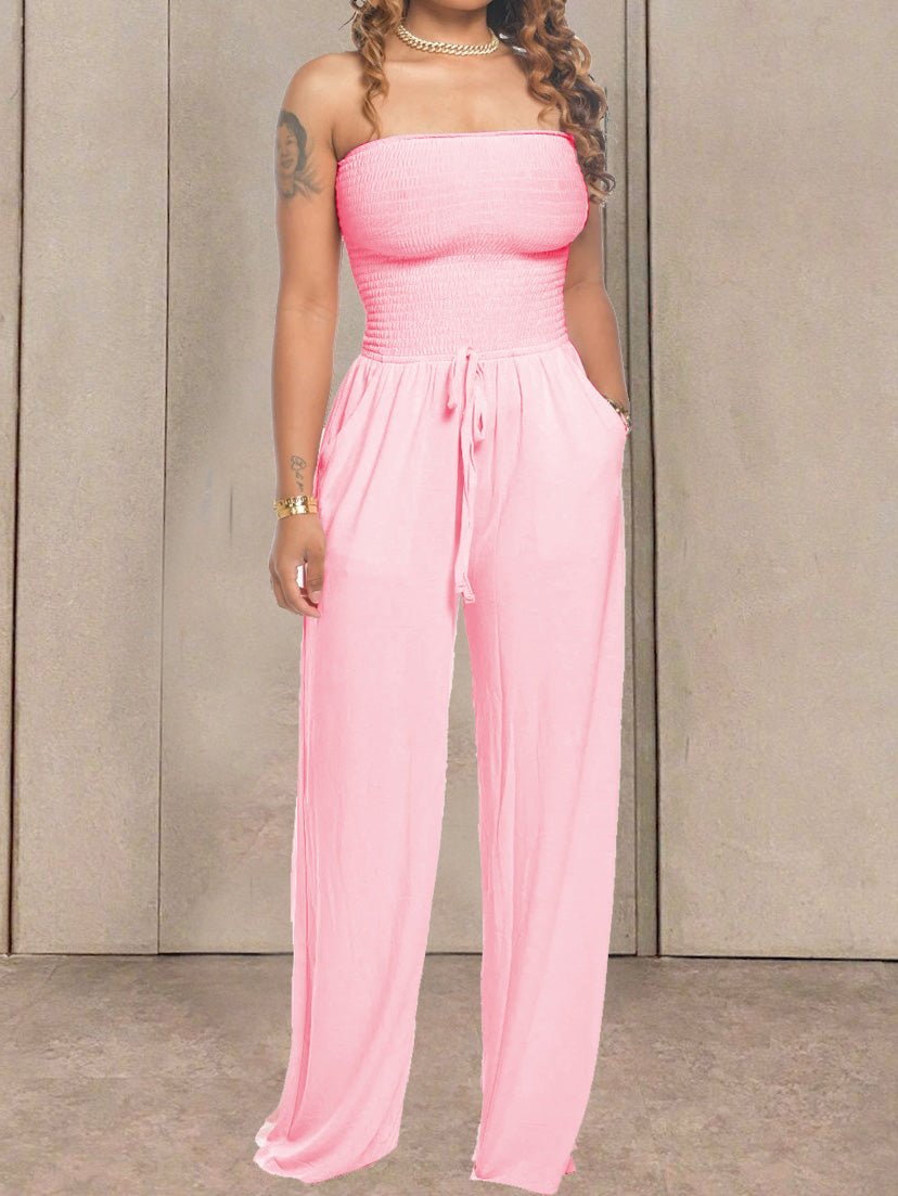 Women's Jumpsuits One-Shoulder Pocket Wide-Leg Jumpsuit - LuckyFash™